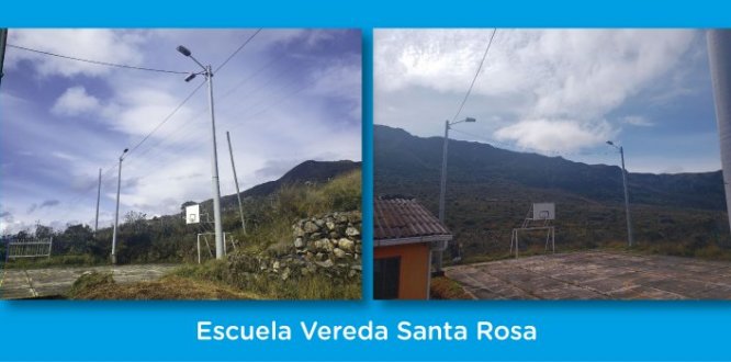 Alumbrado en la escuela de la vereda Santa Rosa